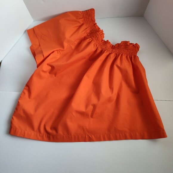 Ladies SZ S J Crew Orange Smocked Off-Shoulder Top - Picture 2 of 3